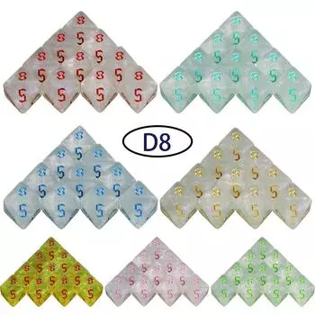 D8 Dice Party Games Dice Set Starlight Effect Colourful Numerals Fantasy Retro Number Style For D&D RPG Table Game Playing Games
