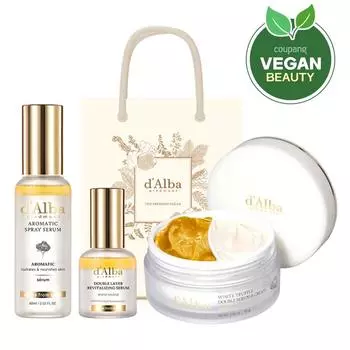 d Alba White Truffle First Aromatic Spray Serum 60 мл + Двухслойная восстанавливающая сыворотка 30 мл + Двойная сыворотка и крем 70 г + Подарочный пакет Базовый набор