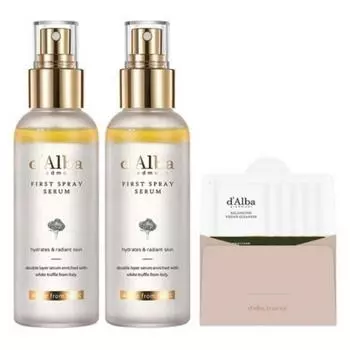 d Alba White Truffle First Spray Serum 100ml x 2 + Mildly Acidic Gel Cleanser 15ml