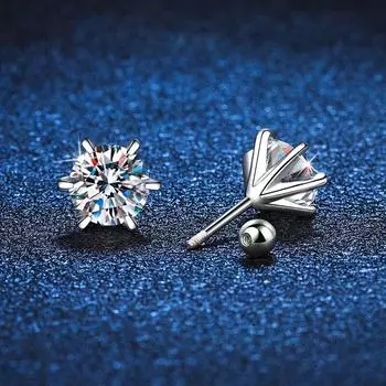 D Цвет 0,3-2CT серьги-гвоздики с муассанитом для женщин, серьги-гвоздики с винтовой резьбой, стерлинговое серебро 925 пробы, свадебные украшения, прошедшие тест на бриллианты 0.3ct and 0.3ct