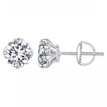 D Цвет 0,5/1CT VVS1 EX Серьги-гвоздики с муассанитом S925 Серьги с платиновым покрытием Лабораторные бриллианты Сияющий подарок на День Святого Валентина 0.5CT