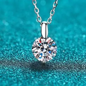 D цвет 1-3CT 9 мм настоящий муассанит ожерелье из стерлингового серебра 925 пробы круглый бриллиант огранки созданный в лаборатории бриллиантовый кулон для мужчин и женщин коробка 1CT