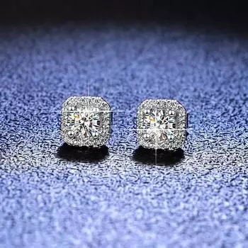 D цвет 1CT 2CT Серьги-гвоздики с муассанитом и бриллиантами проходят тест на бриллианты, серьги-гвоздики с муассанитом для женщин, ювелирные изделия из стерлингового серебра 0.5ct