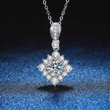 D Цвет 1CT D Цвет Муассанит Бриллиантовое Ожерелье Кулон Для Женщин Сертифицированный GRA S925 Серебряная Цепочка на Шею lРоскошные Вечерние Изысканные Ювелирные Изделия белый