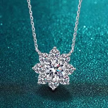 D цвет 1CT Муассанит Бриллиантовое Ожерелье Для Женщин Подвеска 925 Посеребренная с Цепочками из Белого Золота Вечерние Свадебные Ювелирные Изделия Подарок
