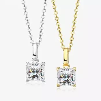 D Цвет 6*6 мм 1,2CT VVS1 Муассанит Ожерелье Подвеска для женщин Сертифицированный GRA S925 Серебро Лаборатории с бриллиантами и драгоценными камнями на шею Ювелирные изделия