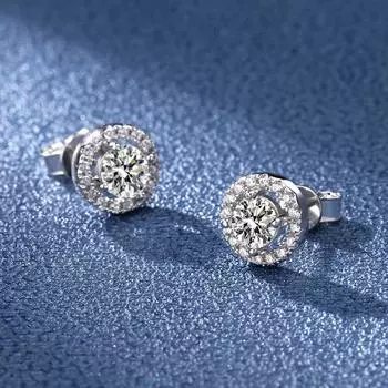 D цвет S925 Стерлингового Серебра Настоящее 1CT Муассанит Круглые Серьги-гвоздики для Женщин Свадебная Мода GRA Ювелирные Изделия Проходят Алмазный Тест 0.5ct