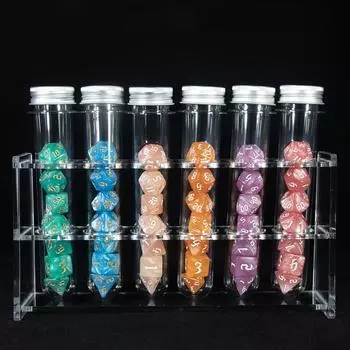 D&D Dice Polyhedral Dice Set for DND Role Playing Game Family Entertainment and Leisure Board Games, 6 Sets Dices with 6pcs Tube, 1pc Tube Rack