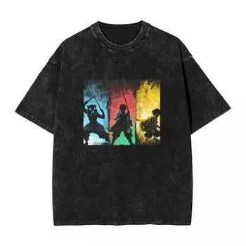 D-Demon S-Slayer Washed T-Shirt Women Japanese Manga Vintage T-Shirts Beach O Neck Popular Tee Shirt Design Plus Size Clothes S