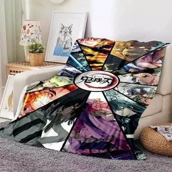 D-Demon Slayer Pattern Flannel Blanket,for Couch, Bed, Sofa, Office-Soft and Soothing Printing Blanket For All Season 30x40in
