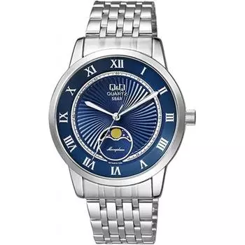 Да Часы CITIZEN Citizen QQ Moon Phase Metal Breath Navy Silver Mens QZ10 J218 [Параллельный импортный продукт]