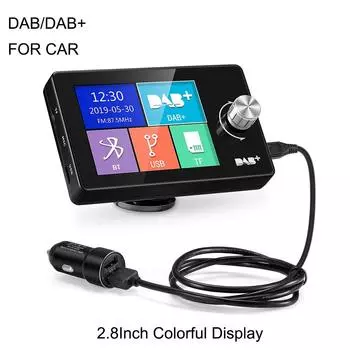 DAB+ Автомобильный цифровой радиоприемник FM BT SD TF MP3-плеер 2,8-дюймовый экран DAB для европейского автомобильного аудиосигнала вещания телефонного звонка