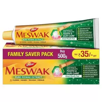 Зубная паста Dabur Meswak Complete Oral Care - 500 г (2 х 200г + 1 х 100г) | Полная зубная паста для ухода за полостью рта и деснами | Содержит чистый и редкий экстракт мисвака