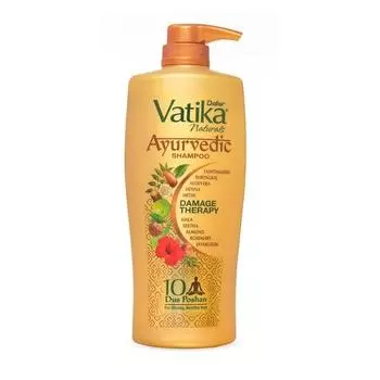 Аюрведический шампунь Dabur Vatika - 640 мл | Терапия повреждений | С силой 10 ингредиентов для решения 10 проблем с волосами | Без парабенов