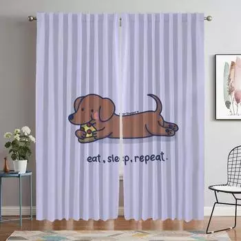 Dachshund Home Interior Curtains 2 Pieces Modern Living Room Curtains for Camera Tulle for Bedroom Blackout Curtain Shades Child W50xH70cmx2pcs-CL
