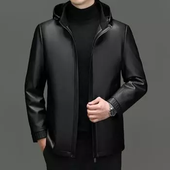 Dad s Genuine Leather Jacket Men s Down Jacket Large Size Jacket Loose Thickened Liner Down Sheepskin Jacket M