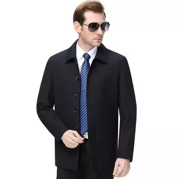 Dad s jacket new style middle-aged and elderly men s business casual buttoned jacket spring jacket lapel men s large size 165