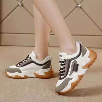 Dad shoes women s autumn and winter new versatile high-value casual shoes thick-soled lightweight sports shoes, the explosion increases and is co 36 бежевый