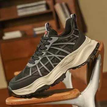 Daddy shoes men s 2024 new summer running sports casual shoes youth leather surface heightened thick sole popular men s shoes 39