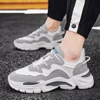 Daddy shoes men s autumn and winter new retro trend soft sole heightening white shoes light wear-resistant versatile sports and leisure shoes 39 серый