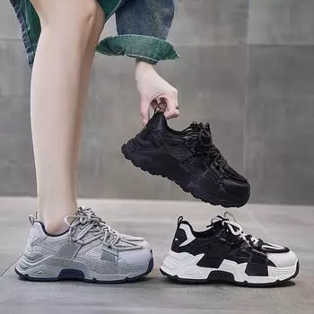 Daddy Shoes Женские летние новые дышащие повседневные туфли на платформе Универсальная спортивная обувь Женская обувь 35 серый