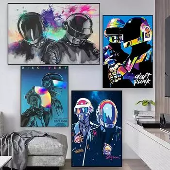 Daft Punk Music Singer Star Холст Плакат Альтернативное Абстрактное Искусство Живопись Забавные Настенные Панно Печать для Кафе Бар Домашний Декор 21x30 No Frame