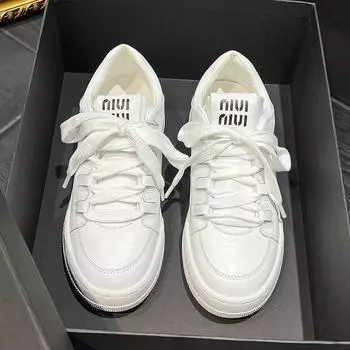 Daily outer wear casual shoes thick-soled heightening women s shoes spring and summer versatile classic round head lace-up little white shoes women 34