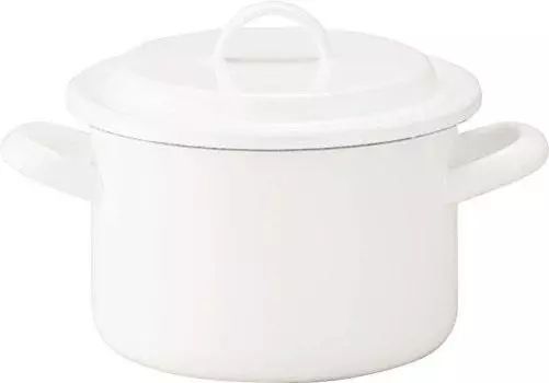 Daily Tools YN-W14 Nodahoro Two-Handled Pot, Casserole with Lid, Induction Compatible, Made in Japan, White, 5.5 inches (14 cm)
