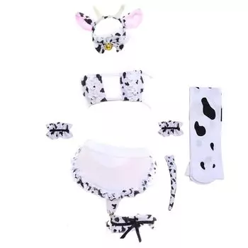 Dairy Cow Cosplay Sexy Erotic Cow Pattern Lingerie Maid Clothes Erotic Extreme Cute Cat Popular Animal Bra Shorts Moe Temptation Cat Ear Bikini Women