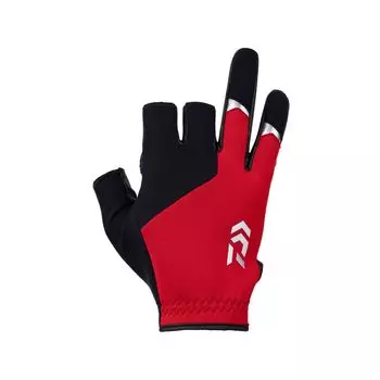 DAIWA Cold Protection Light Grip Gloves 3 Cut DG-6223W Red L Fishing