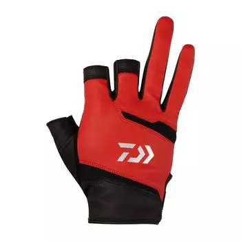 [Daiwa] Leather Fit Gloves 3 Cut DG-1424 Red L