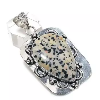 Dalmation Jasper Gemstone 925 Sterling Silver Jewelry Pendant 2.29 Q9L54