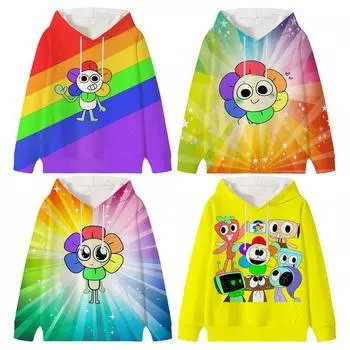 Dandy s World Hoodies Cartoon Long Sleeve Kids Cartoon Printed Costume Casual Loose Babies Boys Cute Tops 100 белый