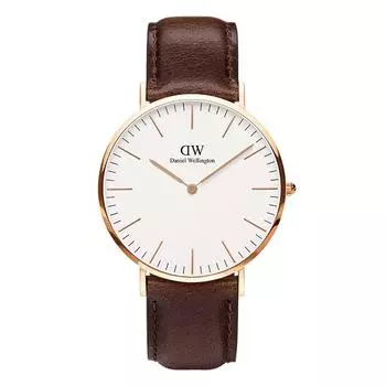Daniel Wellington CLASSIC 40 мм розовое золото часы кожаный ремешок аналоговые часы DW00100009 [Daniel Wellington] мужские (0109ДВ) [Элемент]
