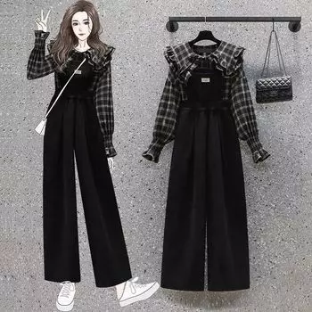 Danmo Fashion Backband Pants Комплект из двух предметов Женская одежда Костюм Весна/Осень Ретро Кардиган Топ S чёрный