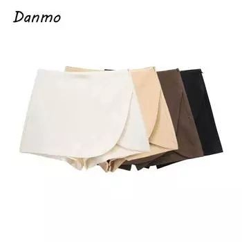Danmo Женская мода парео стиль шорты юбки винтажные высокая талия боковая молния женская юбка-шорты L белый