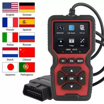 Данные для чтения неисправностей двигателя V519 Elm327 Считыватель кодов Автомобильный прибор для диагностики неисправностей Сканер OBD2 Red