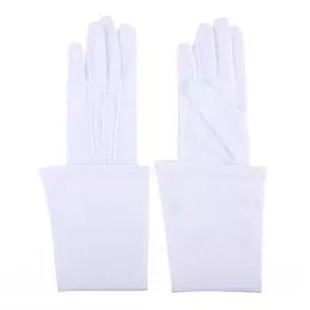Danyi Long Three-Rib White Polyester Gloves Men s UV-Proof Sun-Drying Concierge on Duty Driving Printed Letters Pattern 27cm White three ribs One size