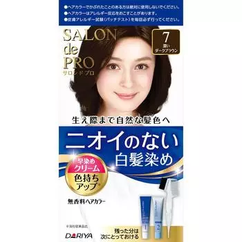 Dariya Salon de pro Fragrance-Free Hair Color Quick Dye Cream (для седых волос) 7 Глубокий темно-коричневый 40г+40г (Квази-лекарство) Крем-краска для седеющих волос G