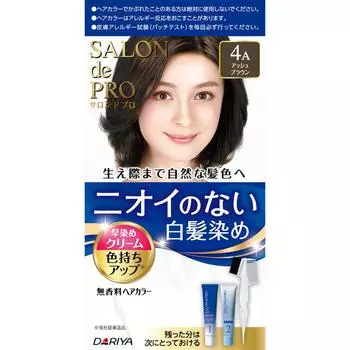 Dariya Salon de pro Fragrance-Free Hair Color Fast Dyeing Cream (для седых волос) 4A Пепельно-коричневый 40г+40г (Квази-лекарство) Крем-краска для седых волос