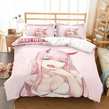 Darling In The Franxx Duvet Cover Set King Queen Double Full Twin Single Size Bed Linen Set EU single(135x200cm)