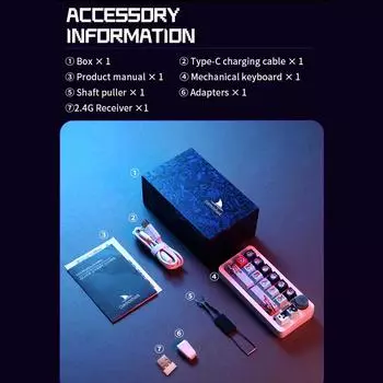Darmoshark SK16QMK 16-клавишная программируемая клавиатура, трехрежимная, 2,4 ГБ, проводная механическая клавиатура One 0 разноцветный