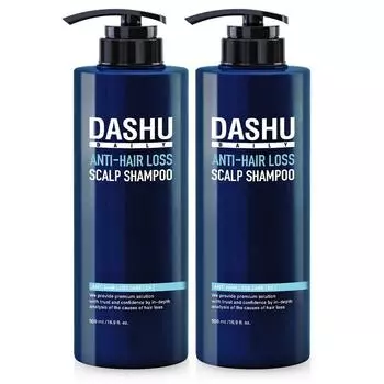 DASHU Шампунь Daily Herbal Scalp Gold с цитрусово-древесным ароматом, 500 мл, 2 шт.