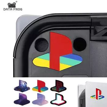 Data Frog 6 шт. пользовательских виниловых наклеек для консоли PS5, подложка с логотипом для консоли PS5, версия на диске и цифровая версия темно-синий