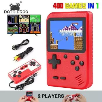 DATA FROG 8-битная игровая консоль в стиле ретро, встроенная 400 классических игр, 3,0-дюймовая мини-портативная игровая консоль для двух игроков, AV-выход