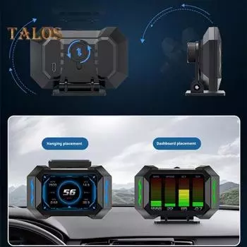 Датчик OBD2, автомобильный HUD-дисплей, многофункциональный цифровой датчик, универсальный, простая настройка, спидометр, GPS-тахометр чёрный