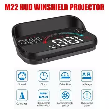 Датчик оборотов в минуту, миль в час, спидометр M22, HUD, проектор на лобовое стекло, дисплей на лобовом стекле автомобиля, GPS-компас, часы, измеритель скорости, автоаксессуары, цифровая сигнализация
