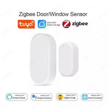 Датчик открытия/закрытия двери Tuya Zigbee, умная домашняя охранная сигнализация, датчик взлома двери, работает с помощником Alexa Home Assistant