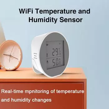 Датчик температуры и влажности Tuya WiFi, интеллектуальный гигротермограф с высоким и низким уровнем белый