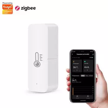 Датчик влажности и температуры Tuya Zigbee, домашний измеритель влажности, мониторинг влажности, голосовой помощник Alexa Google Home светло-серый